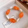 Collar de Cadena para Clavícula Oval Geométrico con Cuentas Acrílicas Transfronterizo Europeo y Americano, Cadena Ligera de Lujo Nicho, Accesorios de Collar Versátiles para Mujeres