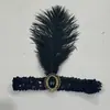 Faixa de cabeça com plumas de avestruz e lantejoulas, tiara cravejada de strass, adereço de cabeça para performance, faixa de cabeça estilo indiano para adultos e crianças