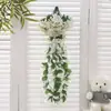 Planta Verde Simulada Violeta Colgante de Pared Decoración de Pared para el Hogar Colgante de Barandilla de Balcón Orquídea Colgante Cesta Colgante Boda Flor Falsa Ratán