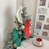 Nuevos calcetines rojos de Navidad de invierno, calcetines lindos y gruesos de longitud media, calcetines cálidos para mujer de color liso con cabeza de alce de toalla