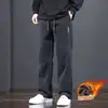 Calças Casuais de Veludo Cotelê Masculinas Outono Inverno Novo Estilo Mais Veludo Quente Retro Versátil Confortável Soltas de Perna Reta Calças Atacado