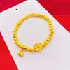 Pulsera de Cuentas de Transferencia de Flor de Seis Fases Chapada en Oro Heredada de Método Antiguo Pulsera de Semilla de Loto para Mujeres con Encanto de Flor de Loto y Flor de Melocotón Auspiciosa