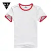 Nueva camiseta de algodón con Lycra de 200g, 32 hilos, con borde de contraste, cuello redondo, manga corta, uniforme escolar, camiseta publicitaria promocional, ropa de trabajo impresa al por mayor