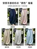 Pantalones Anchos Color Azul Claro Tipo Globo para Mujer, Verano 2026 Nuevos Simples Casuales Petite de Tencel Algodón Lino Pantalones Curvos