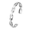 Pulsera Plateada Retro Tailandesa Miao Xizang para Hombres y Mujeres Abierta Aplastada Cadena Plana Ligera Retorcida Pulsera de Pareja Geométricamente Ajustable