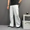 Jeans Casuais Brancos Old Money Americano Novo Estilo Enrugado Tridimensional Bigodes Versão A-Line Textura Retrô para o Trabalho