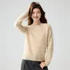Suéter de tricô gola redonda em cashmere para mulheres, novo suéter texturizado versátil para o início do outono de 2026
