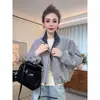 Diseño de moda con costuras de contraste y cuello alto, chaqueta de trabajo para mujer, nueva chaqueta casual versátil para primavera y otoño 2026
