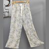 Pantalones de Pijama de Algodón Finos de Verano para Mujer con Estampado de Dibujos Animados, Pantalones de Pierna Ancha para Mujeres Embarazadas, Tallas Grandes, Adecuados para Usar Afuera, Pantalones Largos de Algodón, Exportación
