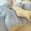 Juego de Cama de Terciopelo de Leche de Cuatro Piezas Espesado Vellón Coral Doble Cara Funda Nórdica de Vellón Sábana de Franela Juego de Tres Piezas Estilo Invierno