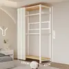 Arara de Roupas de Chão Guarda-Roupa Aberto para Quarto Prateleira de Metal Aço para Hall de Entrada Prateleira de Armazenamento de Roupas para Pendurar Montagem