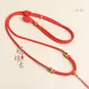 Cordón para Colgante Pixiu de Jade de Ocho Hilos con Nudo de Maíz Tejido a Mano, Correa para el Cuello con Colgante de Hebilla de Seguridad de Ámbar Ajustable
