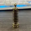 Chaveiro Pingente Torre Wenchang de Latão Antigo para Homens Acessórios de Carro de Alta Qualidade Cordão Trançado Artesanal para Bolsa de Livros