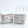 Hisopo de algodón de doble cabeza con espiral y palo de bambú, desechable, 200 unidades, ideal para limpieza de belleza, para tirar de las orejas.