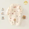 Macacão de Bebê para Primavera e Outono Classe A Macacão Quente de Manga Longa para Bebê Macacão Acolchoado Espesso de Algodão de Ar para Engatinhar Sem Ossos