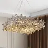 Lámpara de araña de cristal de lujo ligero estilo italiano para sala de estar, iluminación de diseño de alta gama creativa para villas, dormitorios principales y comedores, accesorios de iluminación de Zhongshan