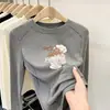 Camada base redonda para meninas, uma camiseta de manga comprida super fofa e casual para outono e inverno, perfeita como camada interna para crianças mais velhas, proporcionando calor