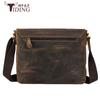 Bolso bandolera de piel de vaca estilo retro Crazy Horse para hombre, personalizado, de primera capa, informal, de piel de vaca, de cuero genuino.