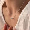 Colar quadrado com coração preto em prata de lei s925 para mulheres ins doce legal personalidade nicho design multifacetado coração de pêssego corrente clavícula