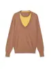 Zr Suéter de Punto para Mujer Nueva Moda 2026 Comercio Exterior Transfronterizo al por Mayor Elegante de Manga Larga Cuello Redondo Falso Dos Piezas