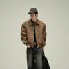 Otoño/Invierno 2026 Nuevo Top Marrón Retro Americano de Alta Gama con Solapas para Mujer Versátil Casual Ropa de Estudiante