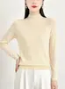 Camisa Base de Diseñador Andi de Terciopelo para Mujer, Nuevo Suéter de Punto Suave de Manga Larga Otoño/Invierno con Cuello Semi Alto y Detalle de Pedrería