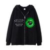 Sudadera con cremallera y estampado de bola de espina verde inspirada en el diseño, sudadera casual holgada, chaqueta tipo cárdigan para hombre