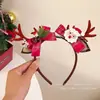 Chifres de Rena de Natal Transfronteiriços Decoração de Árvore Pequena Presilha de Cabelo de Natal Pelúcia Fofa Adereço de Cabeça para Festa de Feriado Acessórios de Cabelo para Meninas
