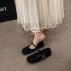 Camurça Preto Boca Rasa com Saia Sapatos Femininos 2025 Novos Flats Retrô Sapatos Mary Jane Solado Macio Flats Sapatos Femininos Confortáveis