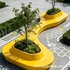 Asientos de fibra de vidrio para piscinas con forma de árbol, parterres de flores personalizados para escuelas y parques al aire libre, sillas y bancos para zonas de ocio públicas.