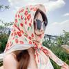 Bufanda Floral Roja Pequeña Estilo Pastoral 90 x 90 Bufanda Cuadrada Grande Pañuelo Triangular para Mujer Primavera y Otoño Chal Coreano Protector Solar
