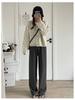 Pantalones de Punto de Pierna Ancha para Mujer Primavera/Verano 2023, Cintura Alta, Caídos, Corte Ajustado, Pierna Recta, Pantalones Casuales Largos hasta el Suelo para Mujer, Cintura Alta y Adelgazantes