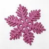 Decoraciones de Navidad 10CM piezas de copo de nieve, piezas de copo de nieve de plástico con purpurina, adorno colgante de copo de nieve hueco para decoración de árbol de Navidad
