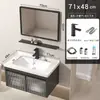 Gabinete de baño de aluminio espacial para espacios pequeños, combinación de gabinete para lavabo de baño con lavabo integrado de cerámica, inodoro impermeable