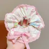 Goma de pelo de encaje con fresas para niñas, Suave con el cabello, Goma para moño infantil, Cuerda para el pelo perezosa, Accesorio para el cabello de bebé con lazo