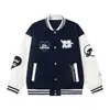 Jaqueta Feminina Patchwork com Coração Bordado e Cachorro, Couro PU Contrastante, Outono, Estilo Baseball Solto Chic Preguiçoso