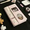 Novo caderno de folhas soltas A6 com bolinhas rosa, alto valor estético, caderno de couro, planejador portátil para estudantes