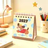 Mini Calendario de Escritorio de Dibujos Animados 2027 Original Lindo Mascota Bloc de Notas para Estudiantes Calendario Pequeño para Escritorio de Oficina Notas Adhesivas Lindas