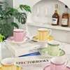 Transfronterizo Nórdico Simple Estilo Lujo Ligero Borde Dorado Porcelana de Hueso Juego de 12 Tazas y Platillos para Espresso Combinación Caja de Regalo Venta al por Mayor