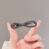 Presilha de franja com laço e strass completo, presilha jacaré, presilha superior, acessório de cabelo doce, presilha de cabelo de strass nicho coreana, brilhante e requintada