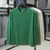 Camiseta Casual de Manga Larga para Hombre Primavera y Otoño Ropa Interior Superior Nueva Camiseta de Algodón Puro Cuello Redondo Capa Base Sudadera de Color Puro Moderna