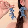 Aerosol de Sake Burbuja Ola Azul Hada Súper Pendientes de Borla de Pétalo Exagerado para Mujer de Gama Alta Hermosos Pendientes de Vacaciones