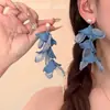 Brincos de Borla Pétala Exagerada Super Fada Onda Azul Neblina de Saquê Bolha Femininos de Férias de Alto Nível