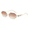 Gafas de Sol Sin Marco de Borde Cortado 2026 para Mujer, Gama Alta, Adelgazantes para Rostros Redondos, Versátiles, Gafas de Sol Estilo Retro Europeo y Americano para Hombre