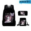 Periférico Impreso en 3D Sanrio Kuromi Kuromi Dibujos Animados Mochila Escolar Bolso de Hombro Bolsa para Lápices Mochila Juego de Tres Piezas