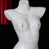 Acessórios de Corrente de Peito com Laço de Diamante Sexy e Fashion para Mulheres Festa em Boate Colar Gargantilha Sexy Personalizado Corrente Corporal