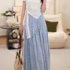 Camiseta de Manga Corta con Cuello Redondo y Cordones + Falda Plisada Asimétrica Conjunto de Dos Piezas Moda Coreana Nueva para Mujer