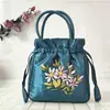 Bolso de Mano para Mujer Bolso Pequeño Bolso de Mano Estilo Étnico Bolso Bordado Bolso de Mamá Bolso Cubo para Mujer Cierre de Cordón Bolso para Teléfono Móvil Hanfu