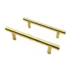Manija de puerta de armario de acero inoxidable dorado Manija en forma de T Manija de tubo redondo hueco dorado brillante para armario