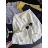 Shorts Blancos de Algodón Tencel Estilo Old Money para Mujer, Versión Delgada de Verano, Pantalones Rectos Anchos de Cinco Puntos para Petite, Pantalones Sueltos de Largo Medio para Ropa de Exterior